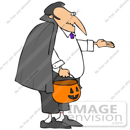 450x450 Clip Art Graphic Of A Middle Aged Man Dressed As Dracula, Trick