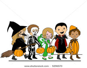 300x235 Clip Art Image A Group Of Kids Out For Trick Or Treating