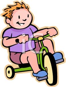 230x300 Clip Art Image A Smiling Boy Riding On A Tricycle