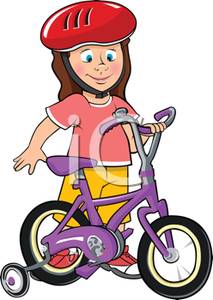 213x300 Clip Art Image A Young Girl Wearing A Red Helmet About To Ride