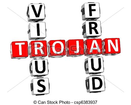 450x361 3d Virus Trojan Fraud Crossword On White Background Stock