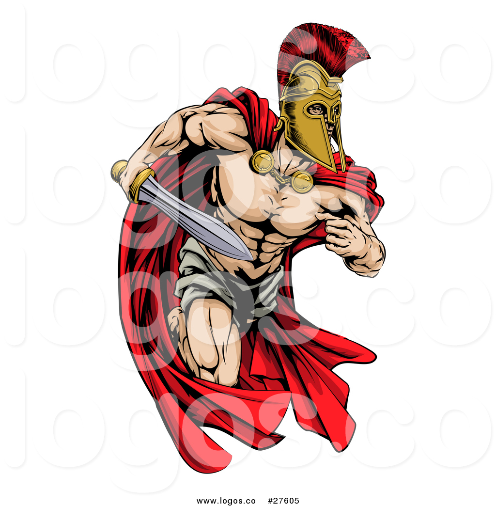 1024x1044 Vector Logo Of A Musular Spartan Trojan Warrior Mascot Running