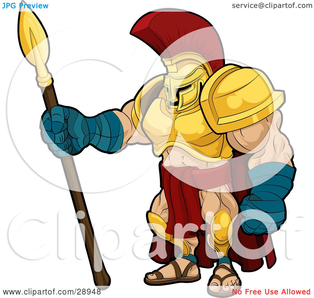 1080x1024 Clipart Illustration Of A Muscular Spartan Or Trojan Gladiator