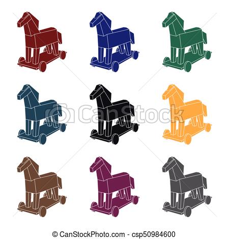 450x470 Trojan Horse Icon In Black Style Isolated On White Vector