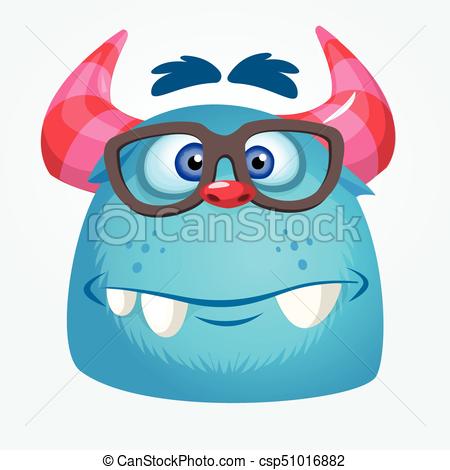 450x470 Cartoon Monster Wearing Glasses. Vector Illustration Of Vector