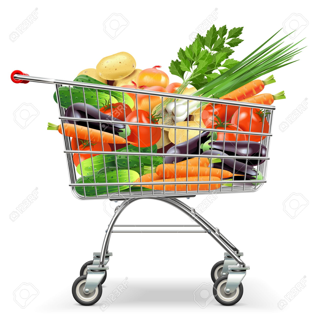 1300x1300 Vector Supermarket Trolley With Vegetables Clipart Station