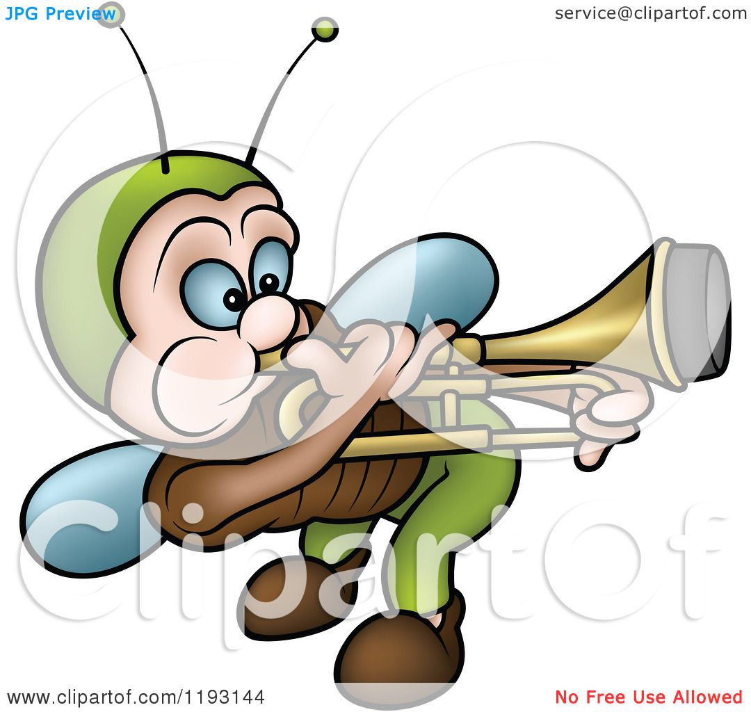 1080x1024 Cartoon Of A Musical Bug Playing A Trombone