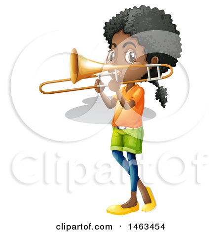 450x470 Clipart Of A Girl Playing A Trombone