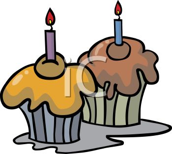 350x313 Picture Of A Chocolate And A Vanilla Cupcake With Burning Candles