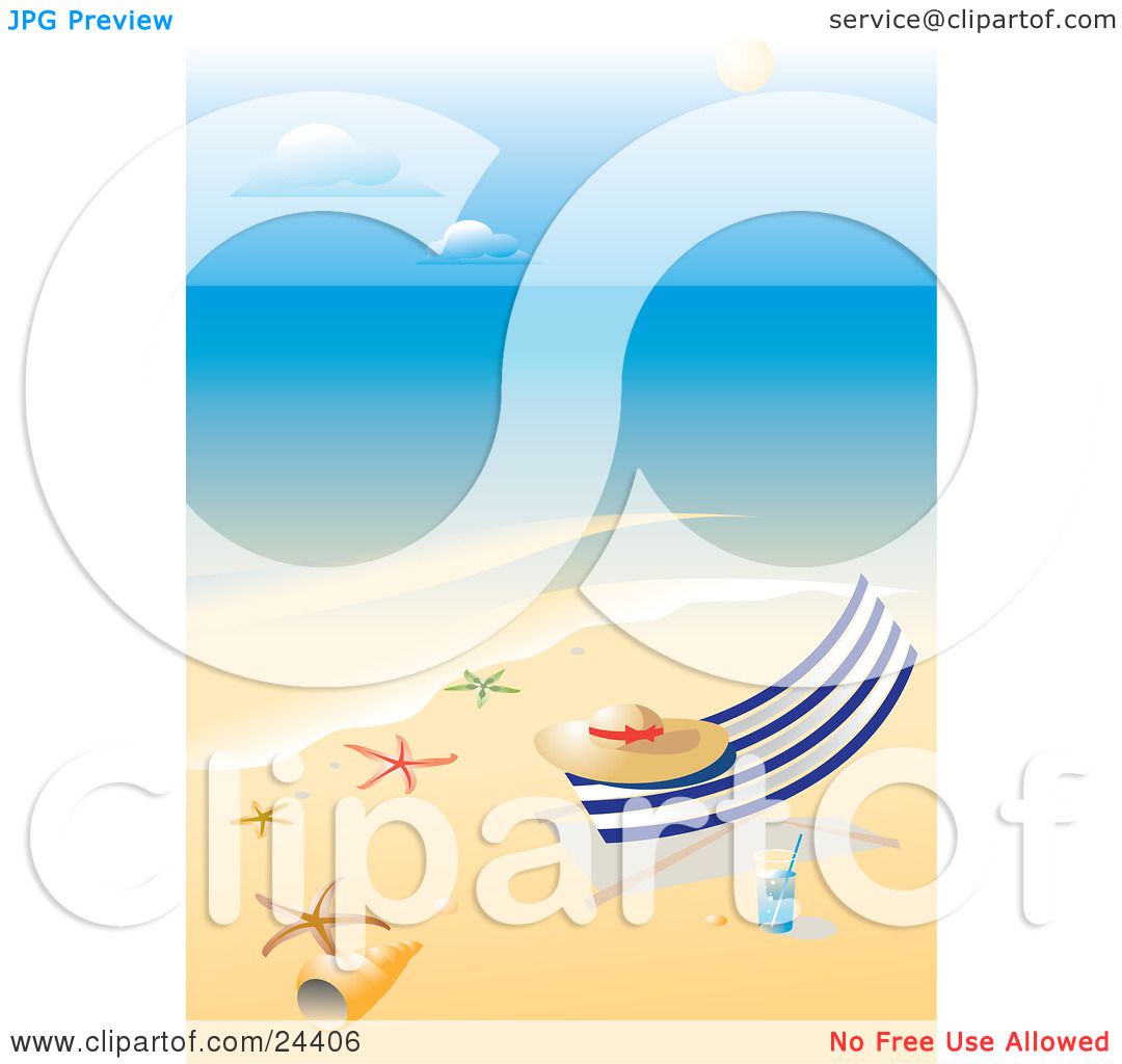 1080x1024 Clipart Illustration Of Straw Hat Resting On Lounge Chair On