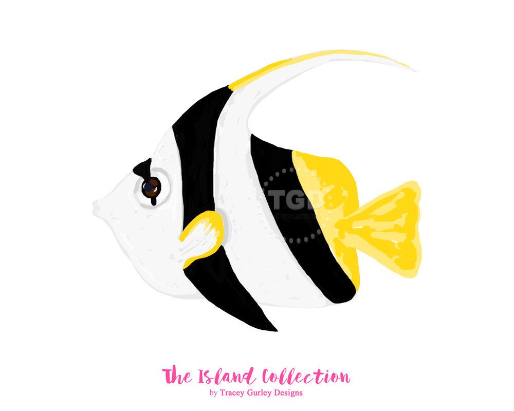 1000x800 Angel Fish Clipart, Tropical Clip Art, Preppy Clipart, Tropical