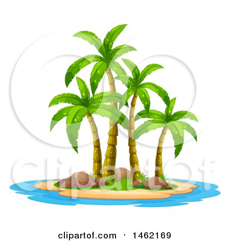 450x470 Clipart Of A Tropical Island With A Palm Tree Over A Beach Chair