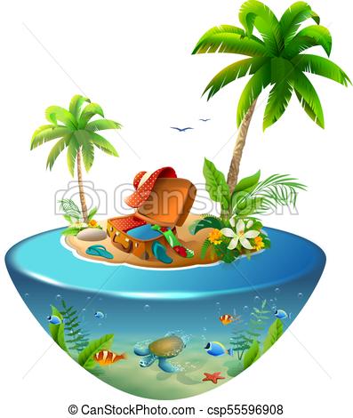 397x470 Tropical Island With Palm Trees In Sea. Outdoor Suitcase
