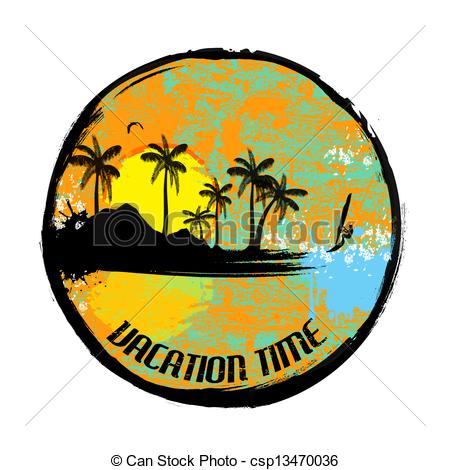 450x470 Vacation Time Grunge Stamp On White Background, Vector Vectors