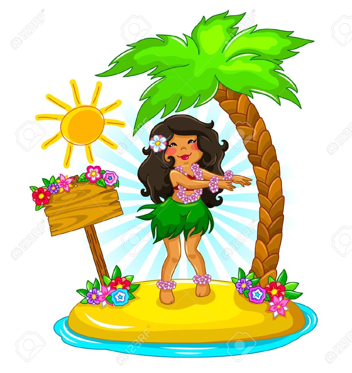 1228x1300 Girl Dancing Hula On A Tropical Island (Hawaiian, Cartoon Clipart