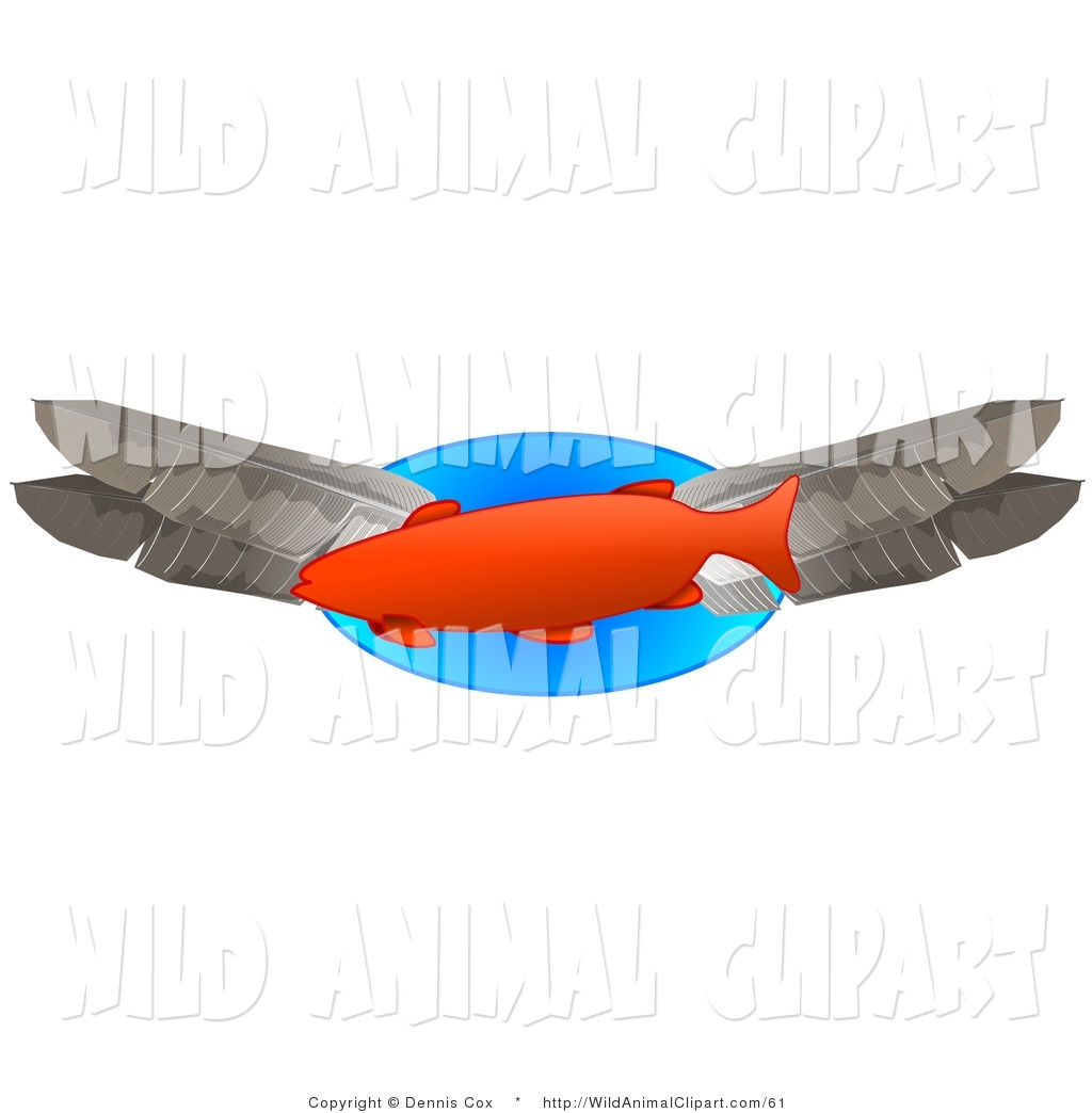 1024x1044 Clip Art Of An Orange Trout Fish Swimming With Feathers By Djart