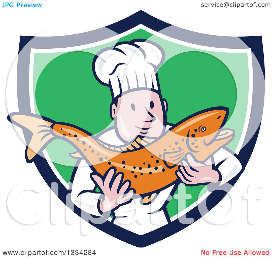 1080x1024 Clipart Of A Cartoon Caucasian Male Chef Holding A Fresh Trout