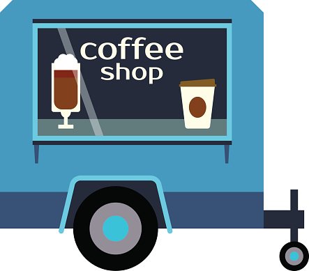 443x389 Coffee Truck Trailer Vector Premium Clipart