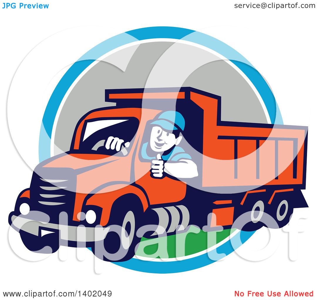 1080x1024 Clipart Of Retro Male Dump Truck Driver Giving Thumb Up Over