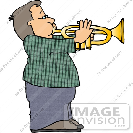 450x450 Caucasian Boy Playing A Trumpet Clipart