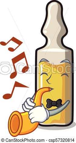 250x470 With Trumpet Ampoule Mascot Cartoon Style Vector Vector Clip