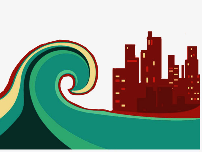 650x489 Decorative Illustration Flood Disaster Tsunami Approaching