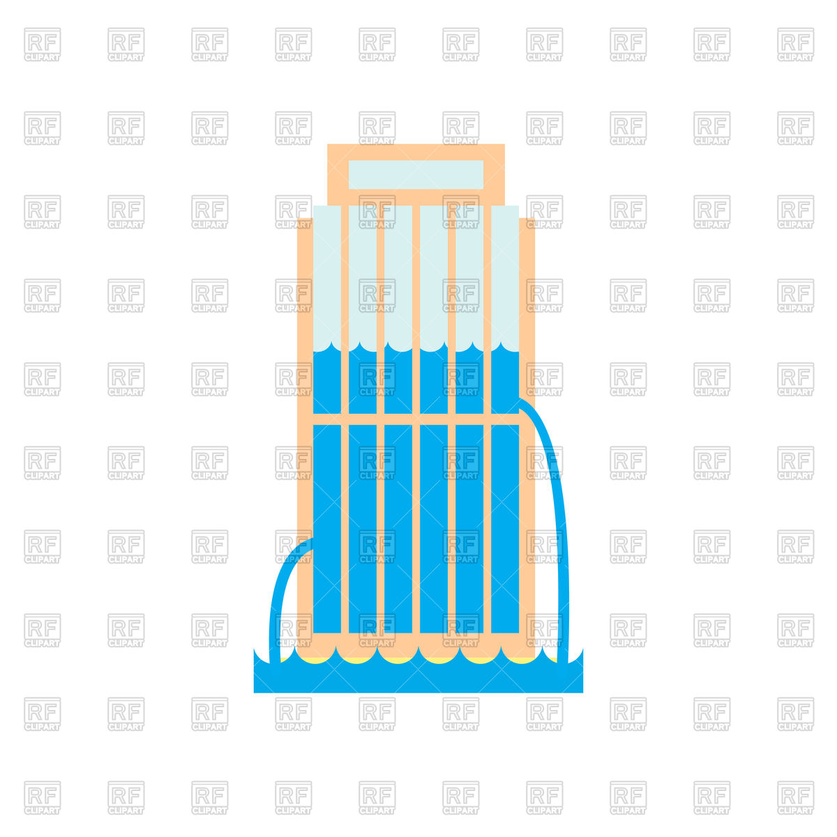 1200x1200 Flooding Building. Tsunami Cataclysm City. Royalty Free Vector