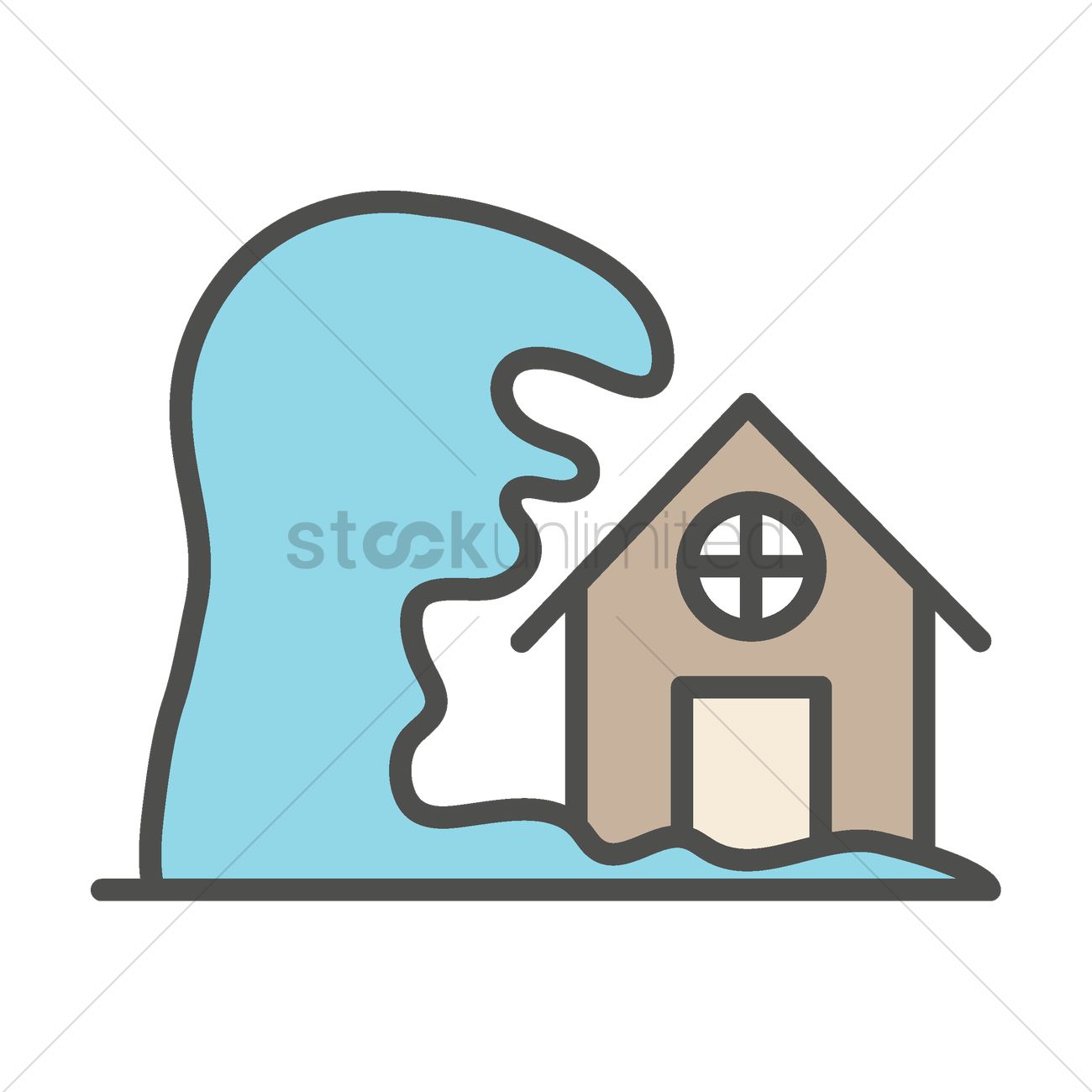 1300x1300 House In Tsunami Vector Image