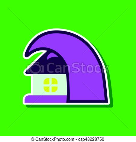 450x470 Paper Sticker On Stylish Background Of Tsunami House. Paper