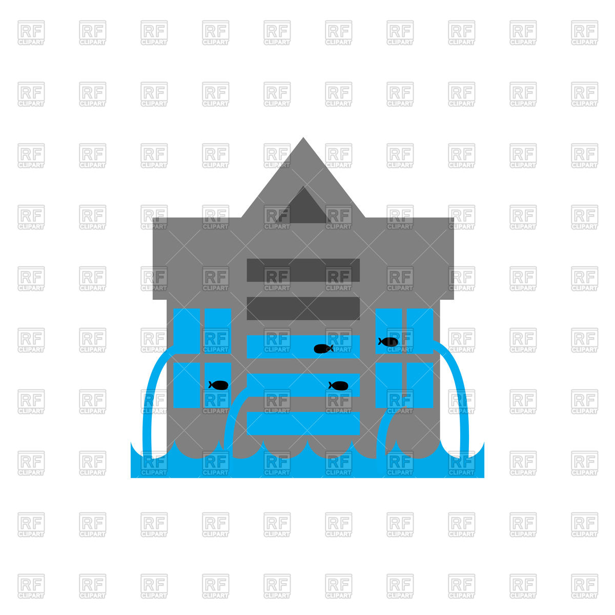 1200x1200 Building After Tsunami, Flood House Royalty Free Vector Clip Art