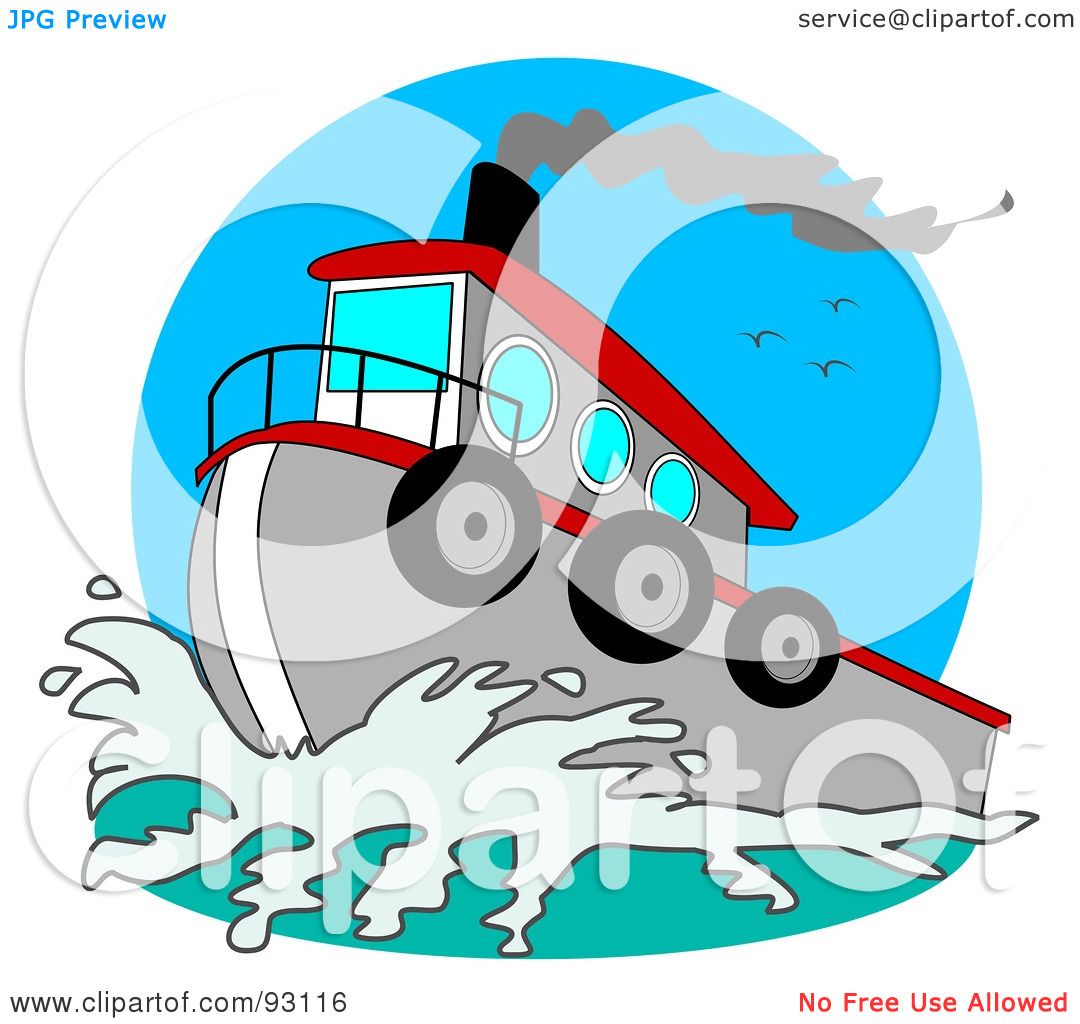 1080x1024 Royalty Free (Rf) Clipart Illustration Of A Red And Gray Tugboat