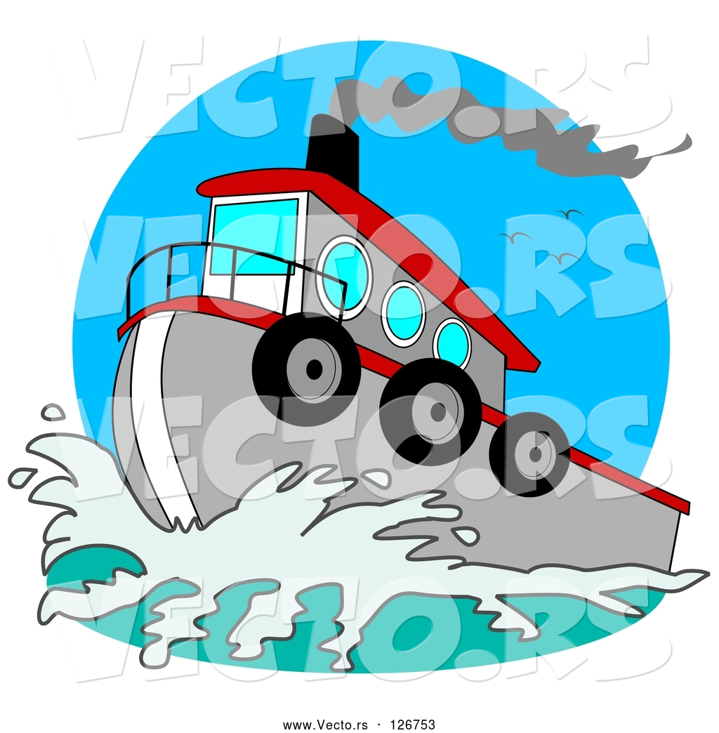1024x1044 Vector Of Red And Gray Tugboat On The Sea By Djart