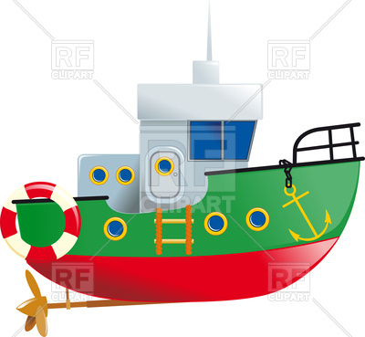 400x369 Cartoon Small Boat With Lifeline And Screw Vector Image Vector