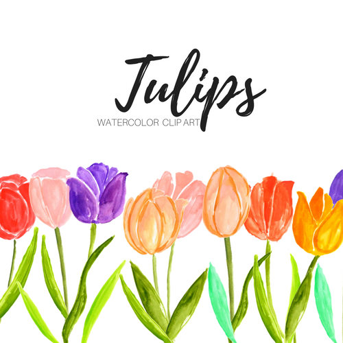500x500 Tulip Clipart Flower Clip Art Floral Clip Art Watercolor