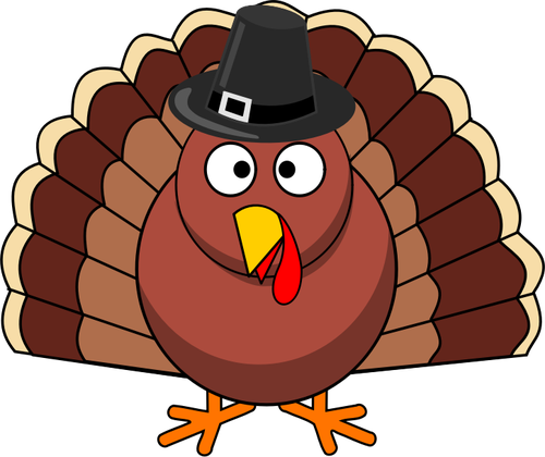 500x420 Vector Clip Art Of Funny Turkey With Black Hat Public Domain Vectors