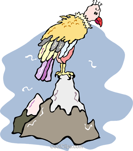 425x480 Buzzard Sitting On A Mountain Royalty Free Vector Clip Art