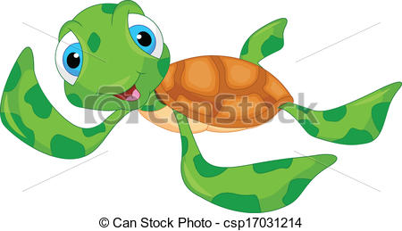450x259 Cute Sea Turtle Cartoon Illustration Vector Clip Art