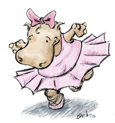 375x400 Hippo Clipart Ballerina