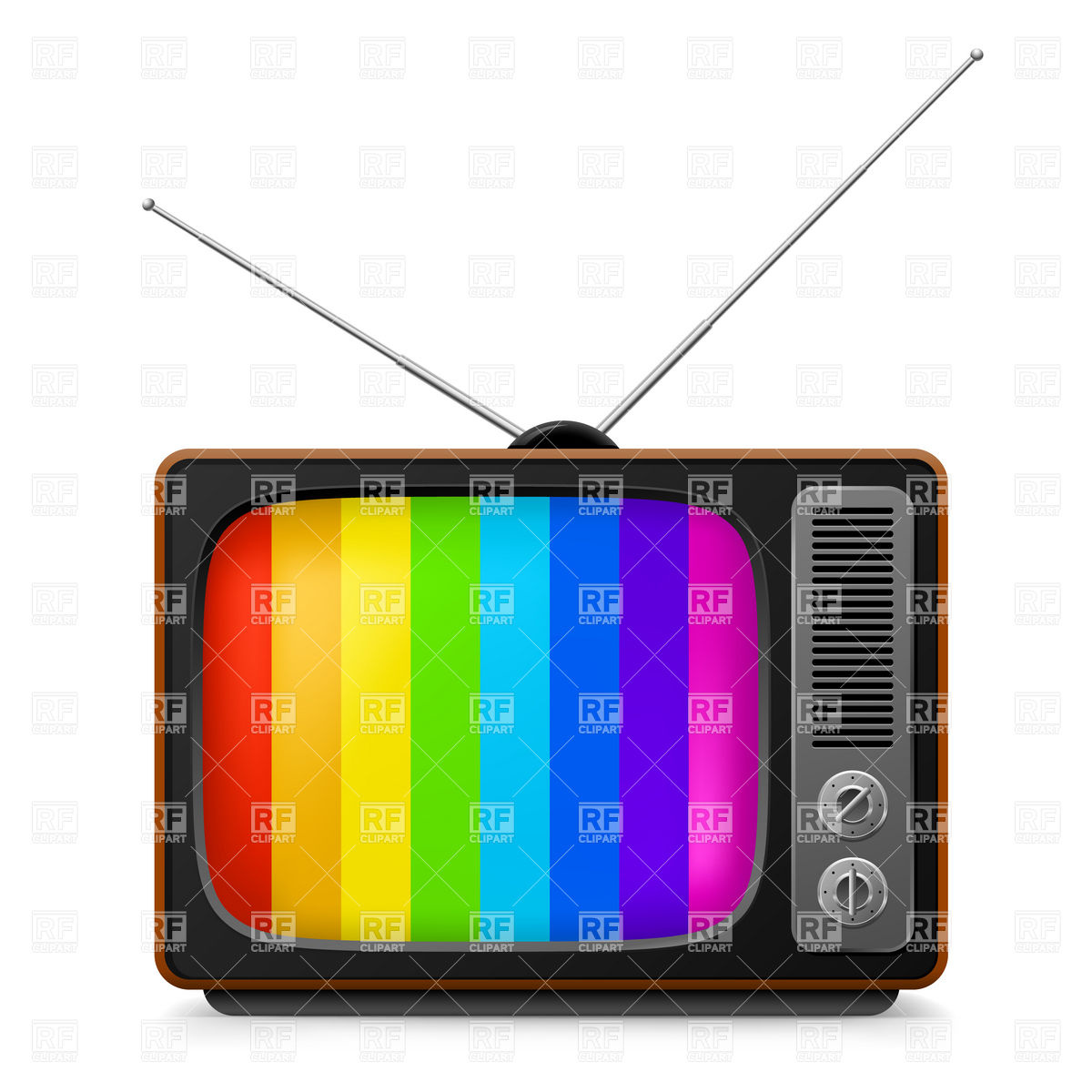 1200x1200 Vintage Tv Set With Color Frame Royalty Free Vector Clip Art Image