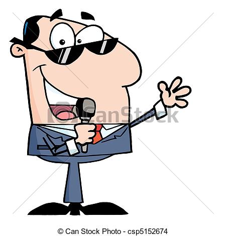 450x470 Caucasian Tv Show Host Talking Through A Microphone Eps Vector