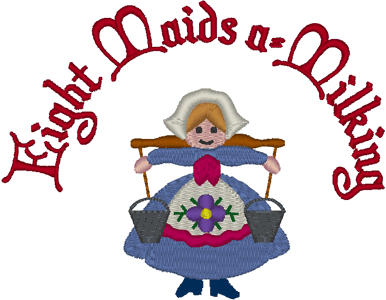 386x300 The Twelve Days Of Christmas W Text Embroidery Design