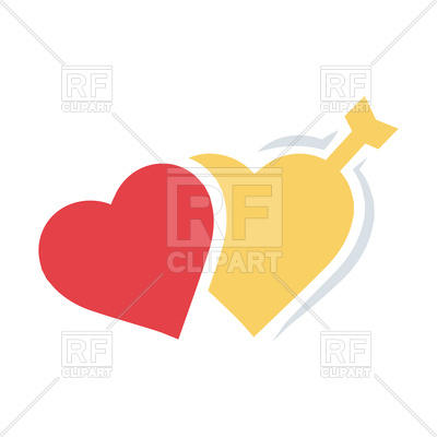 400x400 Valentine's Twins Heart Arrow Flat Royalty Free Vector Clip Art