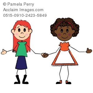 300x300 Girl Friends Holding Hands Clip Art Picture