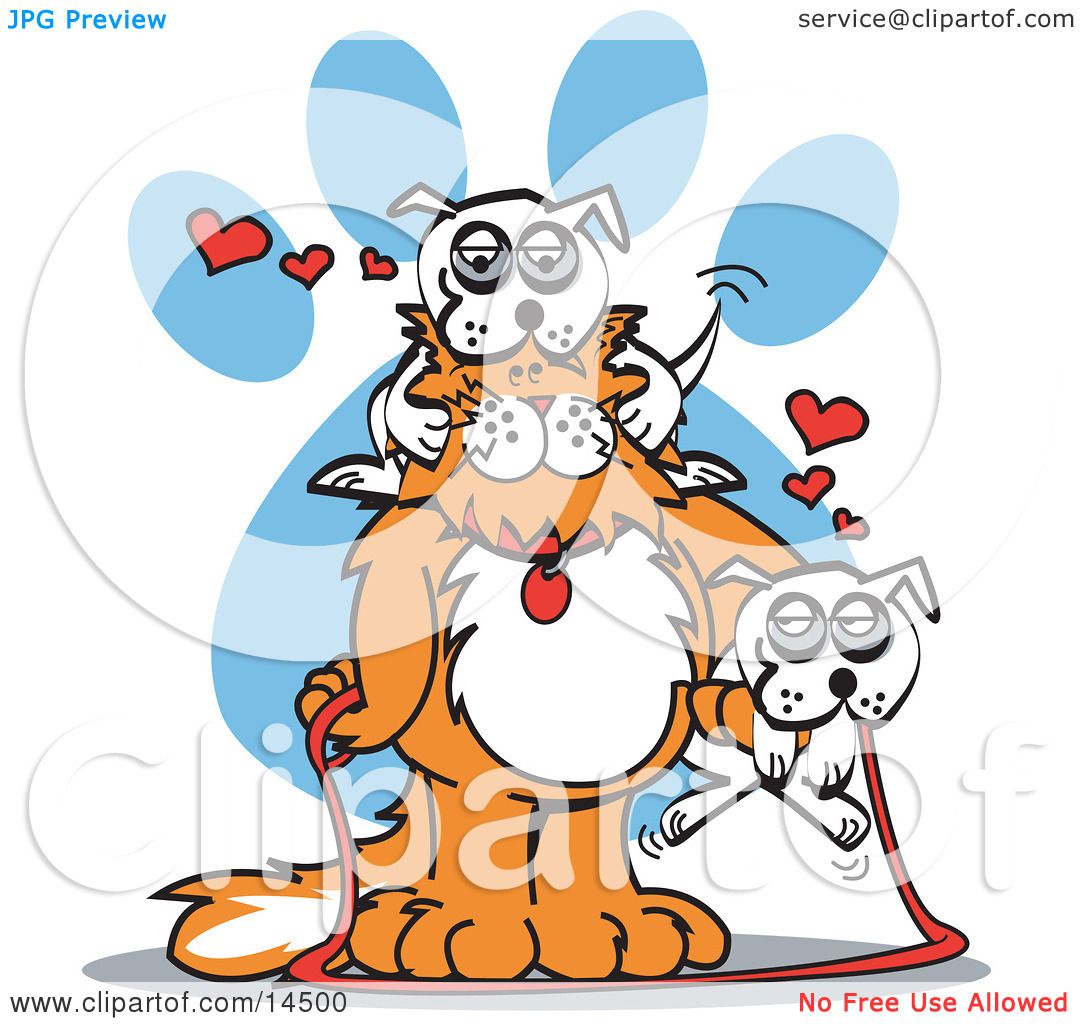 1080x1024 Big Dog And Two Little White Dogs Clipart Illustration By Andy