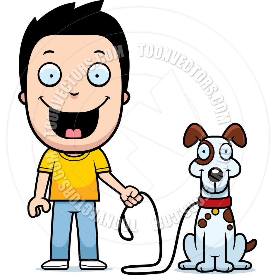 940x940 Boy With 2 Dogs Clipart Image