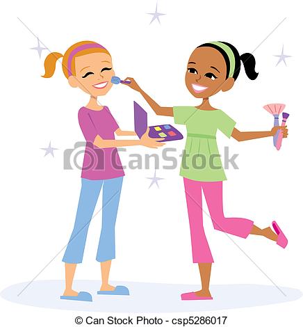 436x470 Girls Playing. Two Girls Playing With Face Painting.