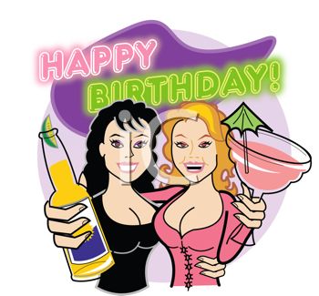 350x325 Happy Birthday Message With Two Pretty Girls And Drinks