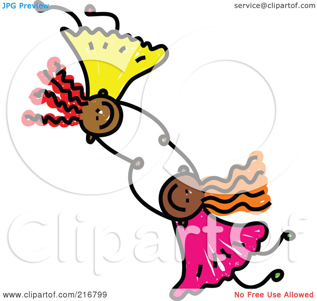 1080x1024 Royalty Free (Rf) Clipart Illustration Of A Childs Sketch Of Two