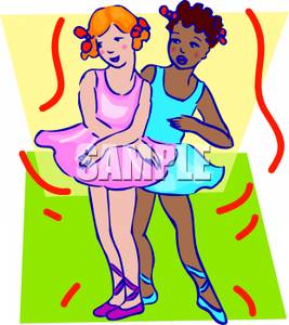267x300 Royalty Free Clipart Image Two Girls, One Caucasian And One