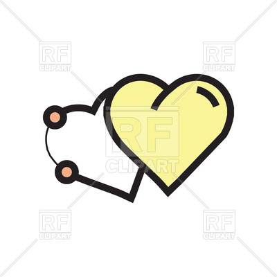 400x400 Two Hearts Pen Tool Style Yellow Icon Royalty Free Vector Clip Art